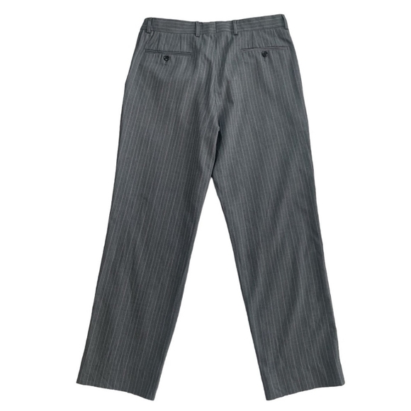 Men’s Dress Pants ETRO Milano Flat Front Tailored Fit Gray Striped Wool Pants - Picture 3 of 7